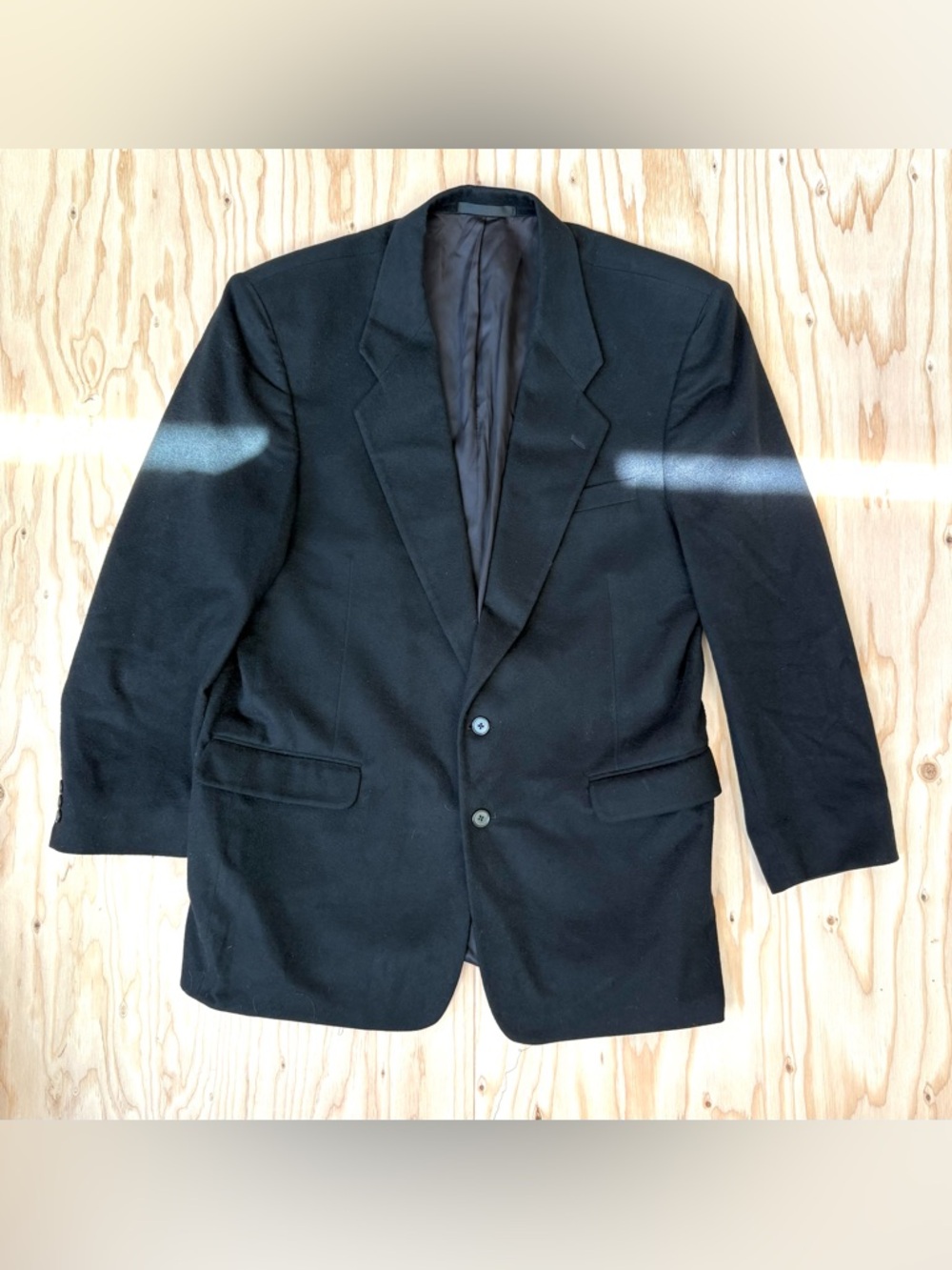 vtg cashmere oversized blazer soft power boyfriend black sport coat L euc